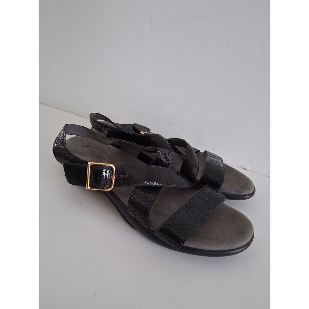 SAS Sandals‎ Sz 11 Orthopedic Comfort Black Leather Arch Support Nero Weave